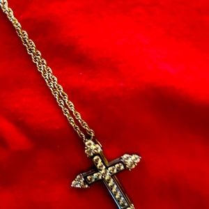 Sterling silver cross. 1.25 carat SIMULATED diamond